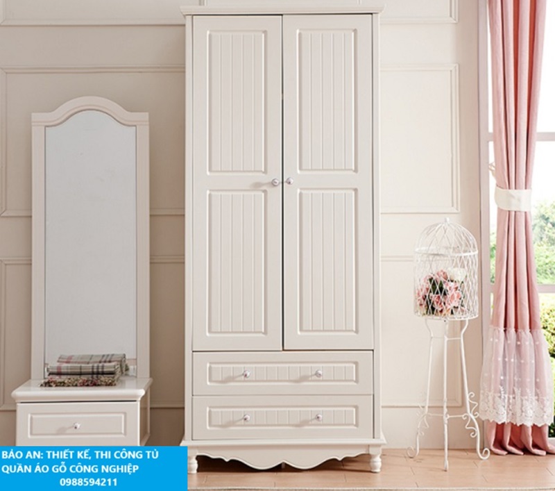 Tủ quần áo 2 cánh tân cổ điển
