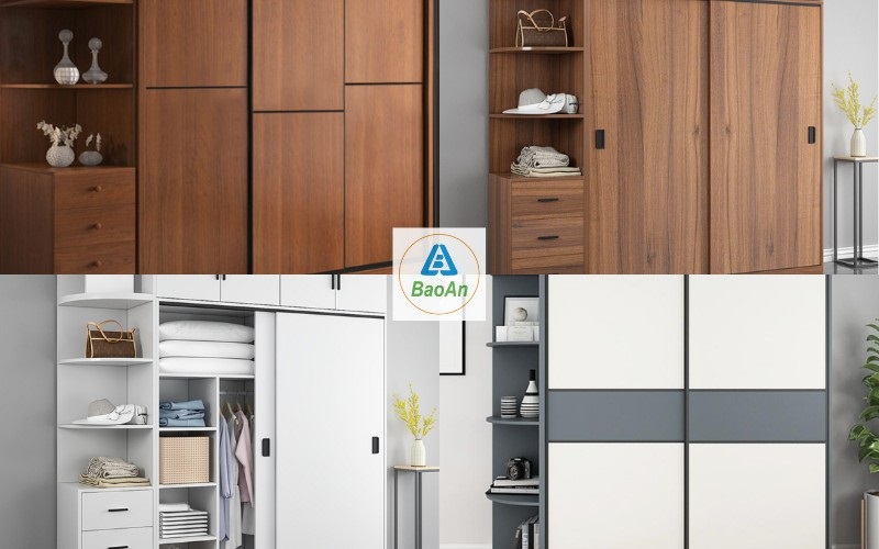 mẫu tủ quần áo gỗ công nghiệp cửa lùa đẹp, hiện đại