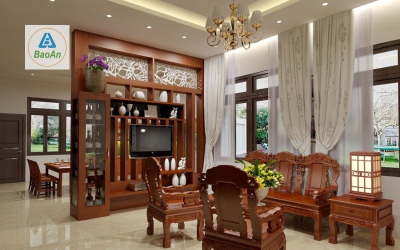 vách ngăn nhựa giả gỗ phòng bếp