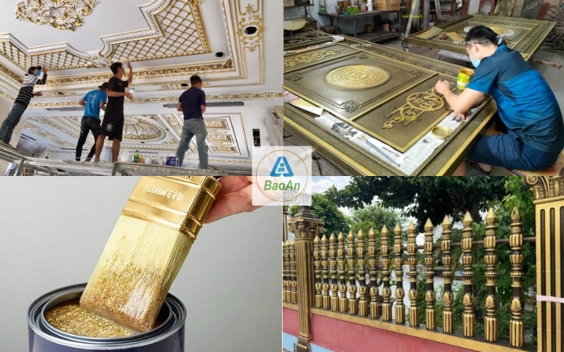 dịch vụ thi công sơn nhũ đồng vàng