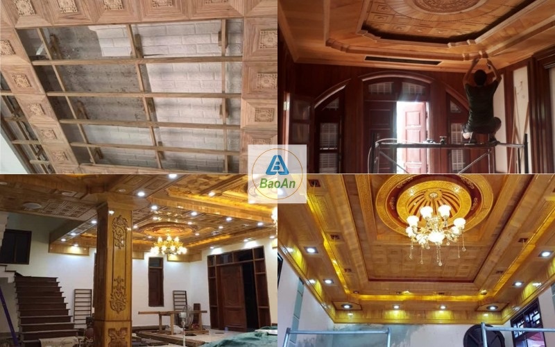 thi công trầns gỗ xoan