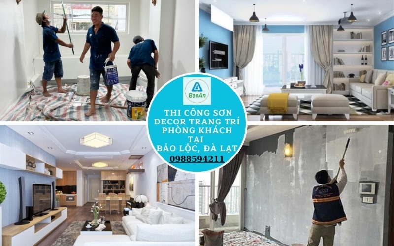Thi công sơn decor trang trí phòng khách