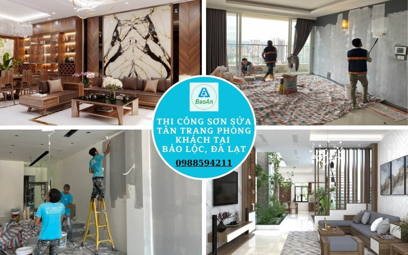Thi công sơn sửa tân trang phòng khách