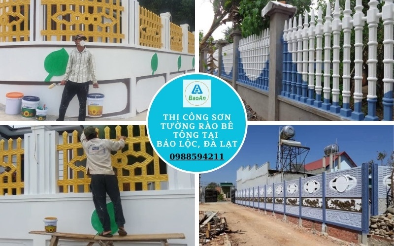 thi công sơn tường rào bê tông